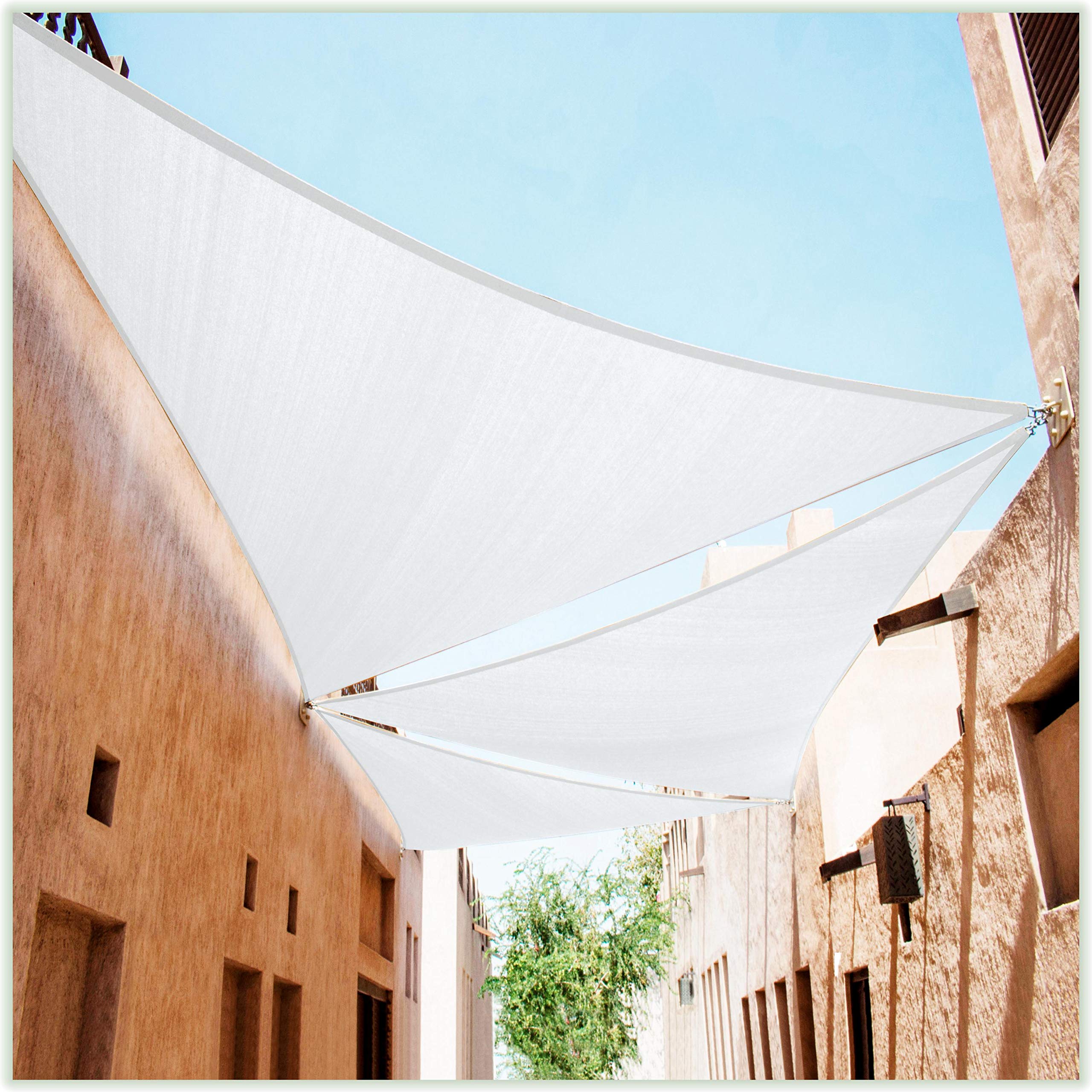 Colourtree 10' X 10' X 14' White Sun Shade Sail & Right Triangle Canopy Fabric Cloth Screen Taprt10, Water Permeable & Uv Block